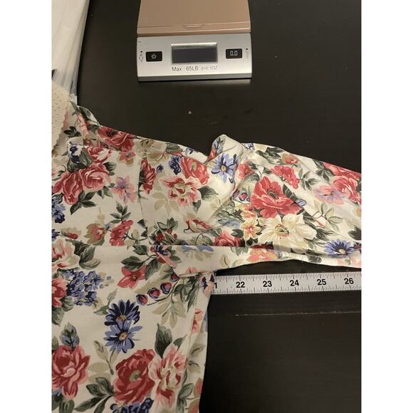 Vintage Women Top Size Large Floral Collared 3/4 Sleeve Romantic Cottagecore 90s - Picture 4 of 6